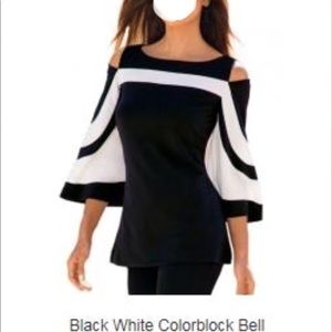Pretty Black and white off the shoulder blouse